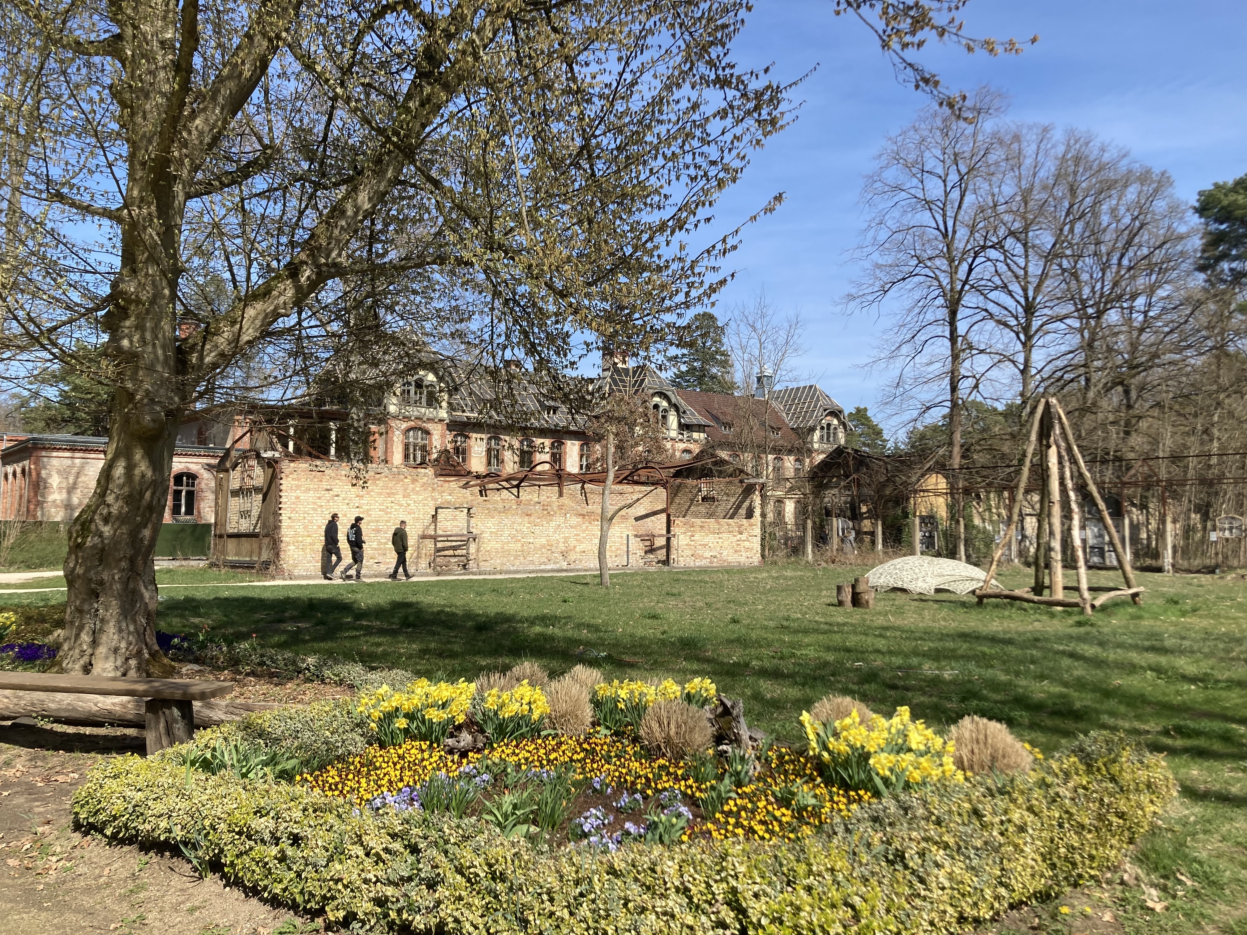 Blick auf ein historisches Gebäude in der Parkanlage Beelitz-Heilstätten