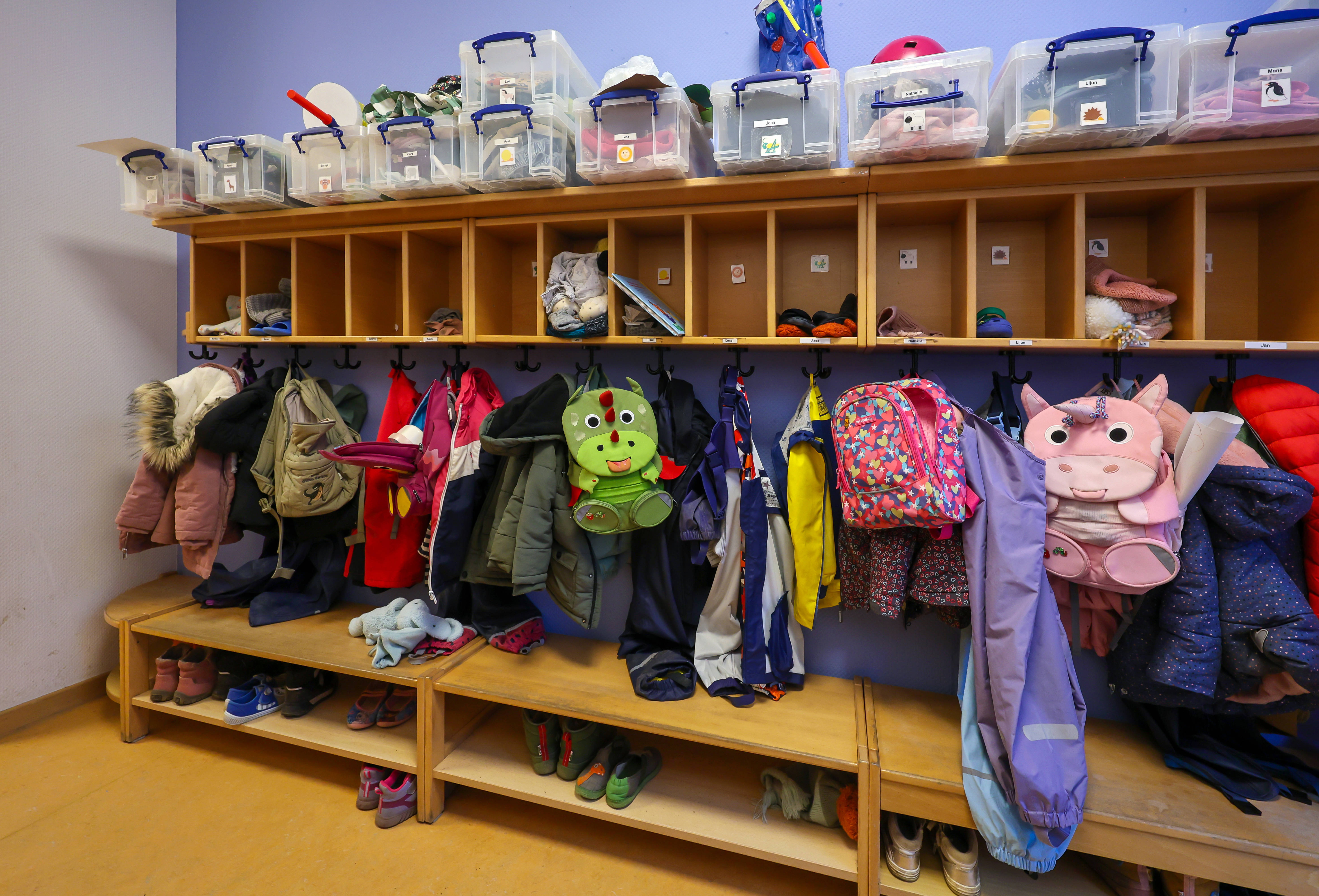 Blick in die Garderobe einer Kita